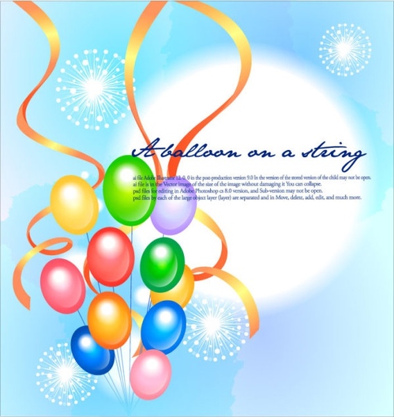 colorful ribbon balloon festival fireworks background vector 2