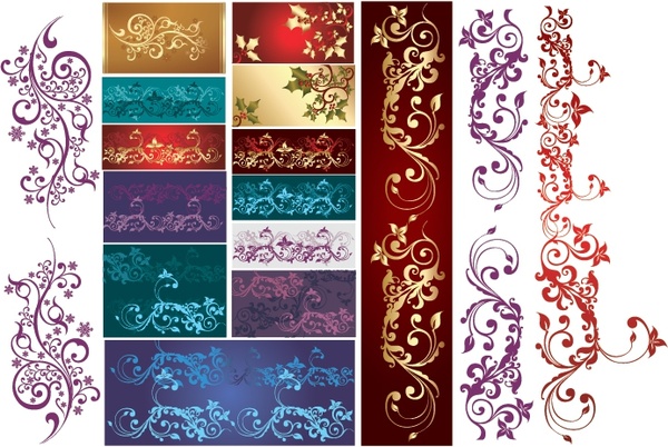 classical pattern design elements multicolored elegant curves decor