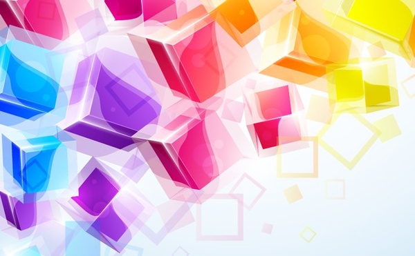 Abstract background colorful 3d cubes icons Free vector in ...