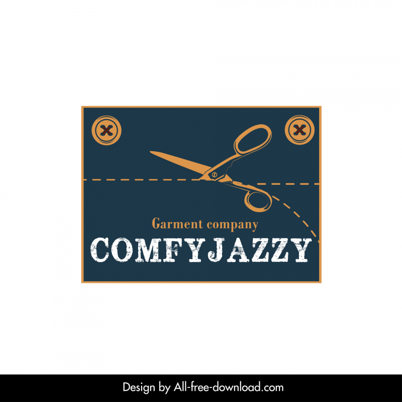 comfyjazzy garment company logo template flat classic dynamic scissors cutting sketch