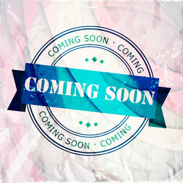 Coming Soon Round Stamp Design On Vignette Background Free Vector