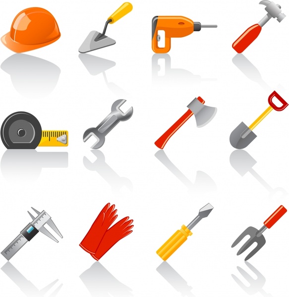 industry tools icons modern colored 3d design