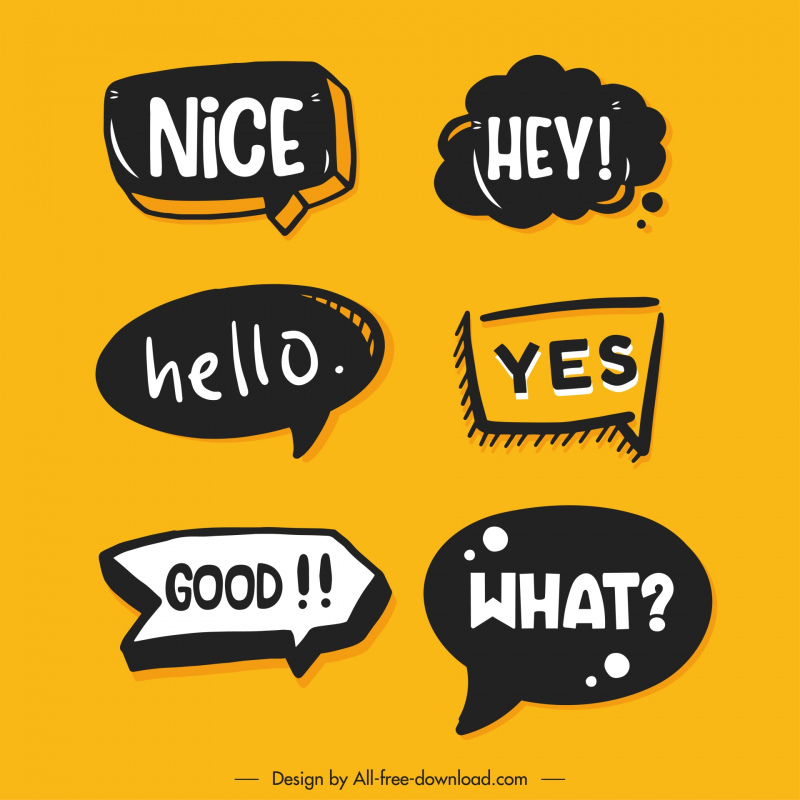 common lables collection classical contrast speech bubbles texts shapes
