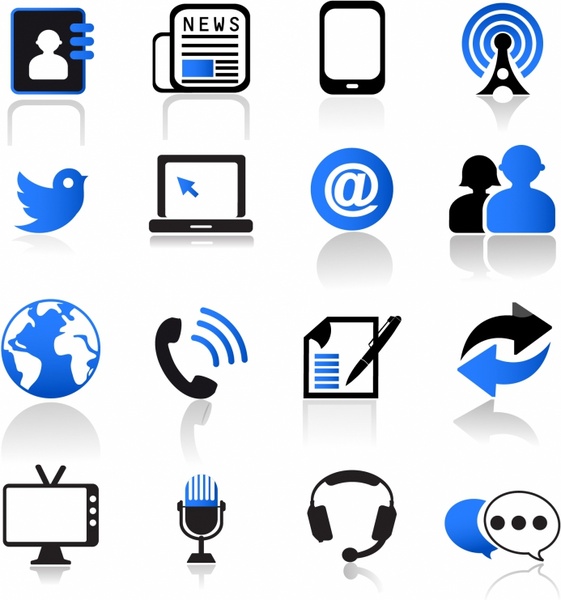 Communication and Media Icons Set