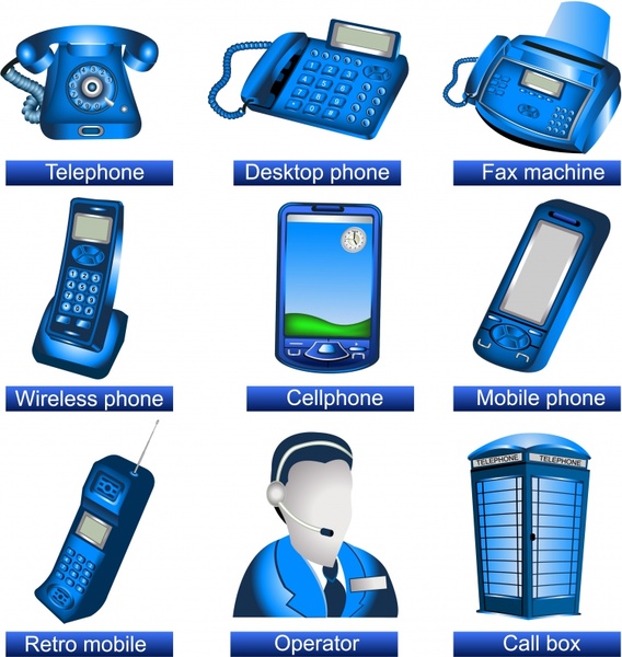 office icons modern blue 3d design