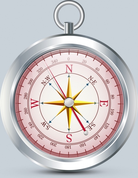 compass icon shiny grey metallic design closeup style