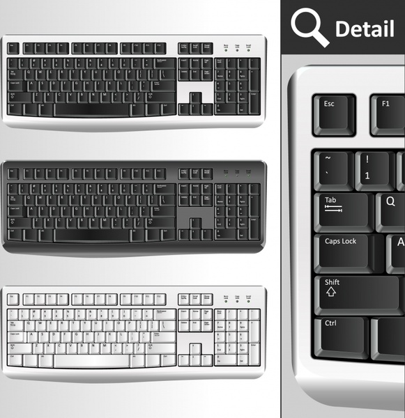 computer keyboard templates modern black white sketch