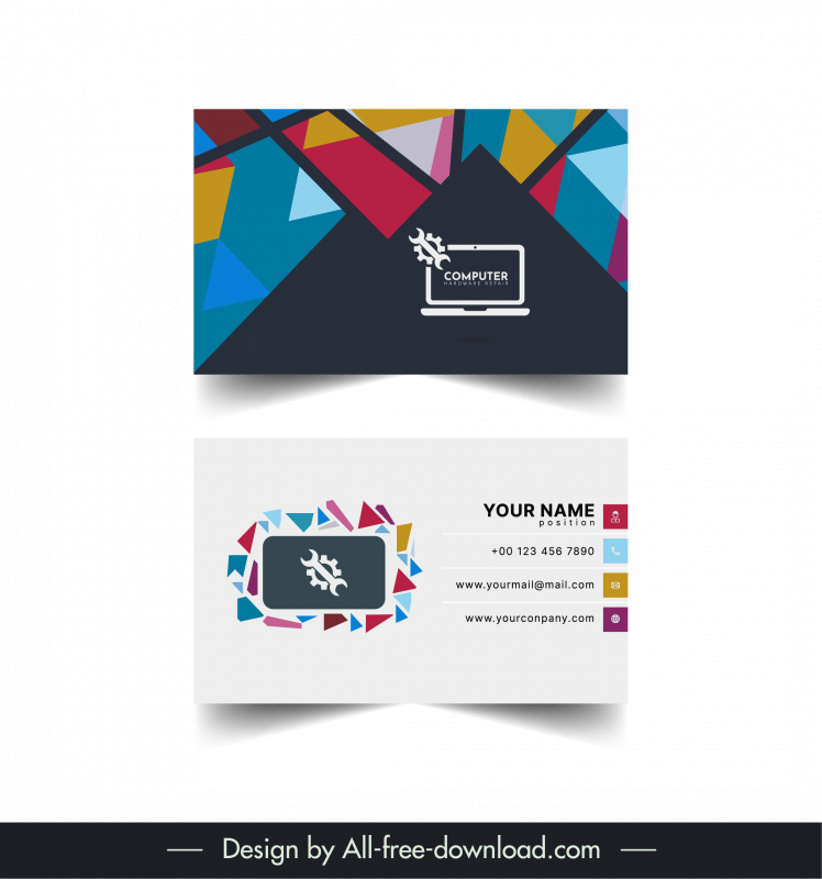 computer business card templates geometry tools decor