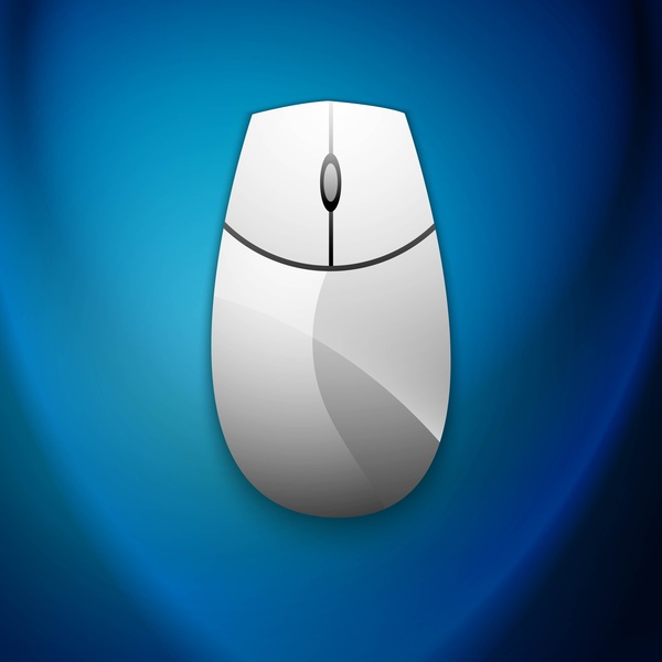 computer mouse shiny icon blue background vector illustration