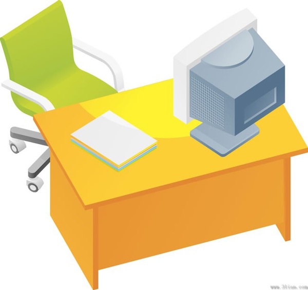 computers office furniture vector