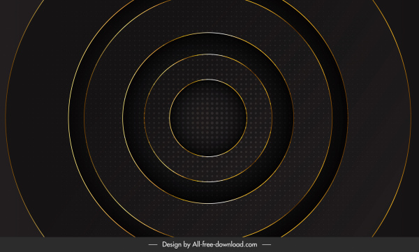concentric circles background template flat dark black design