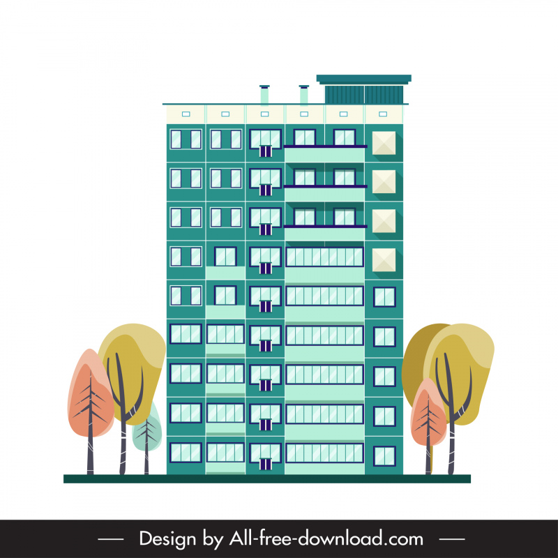 condominium apartment icon flat modern sketch