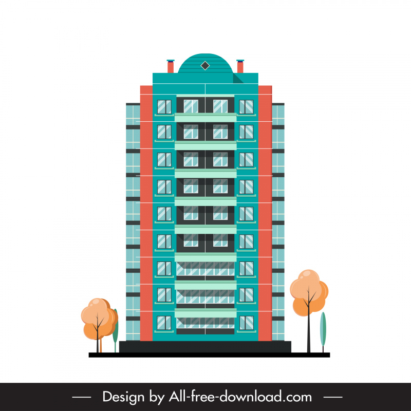 condominium apartment icon flat modern symmetric sketch