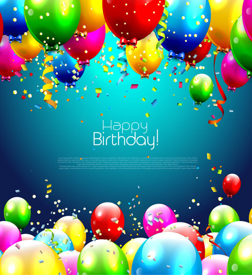 Confetti and colorful balloons birthday background vector Vectors ...
