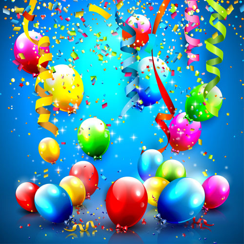 Gold Balloons And Confetti Background