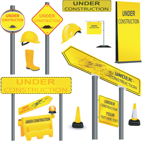 construction of signs and markers design vector