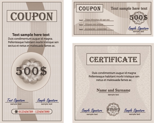 coupon certificate templates elegant classical black white design