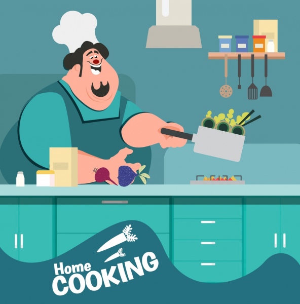 cooking work background male cook icon cartoon design