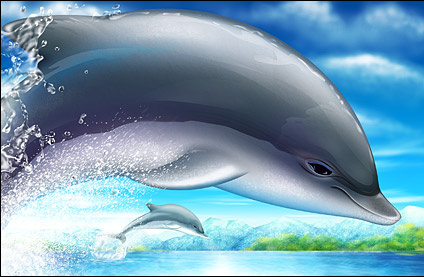Cool jumping dolphins psd layered material