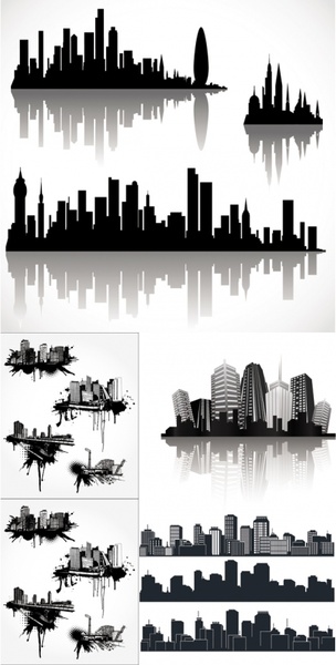cool vector silhouette of the city