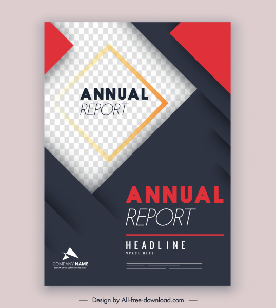 corporate annual report template elegant modern checkered layers