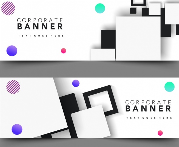 corporate banner sets modern design geometric decoration