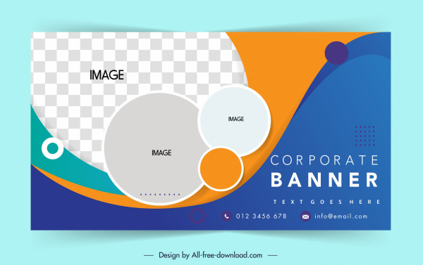 corporate banner template colorful flat curves circles decor