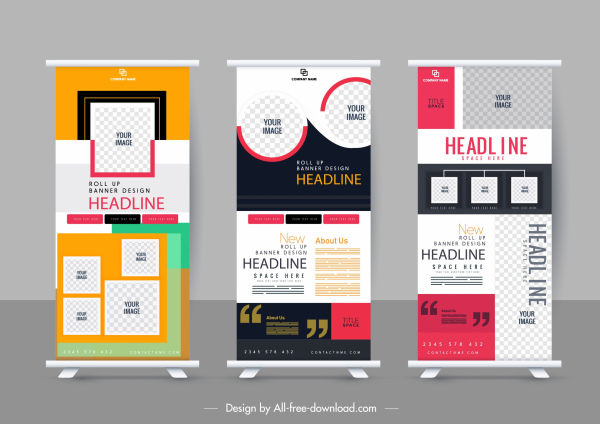 corporate banner templates colorful vertical modern abstract decor