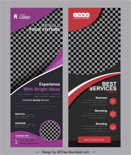 corporate banner templates modern dark checkered vertical design
