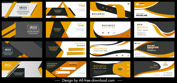 corporate banners collection colorful modern elegant techno decor