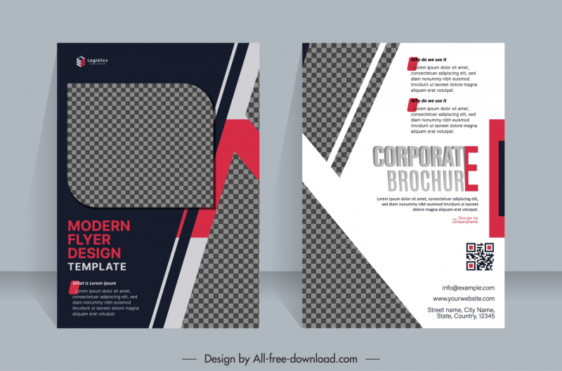corporate brochure template contrast checkered geometry shapes