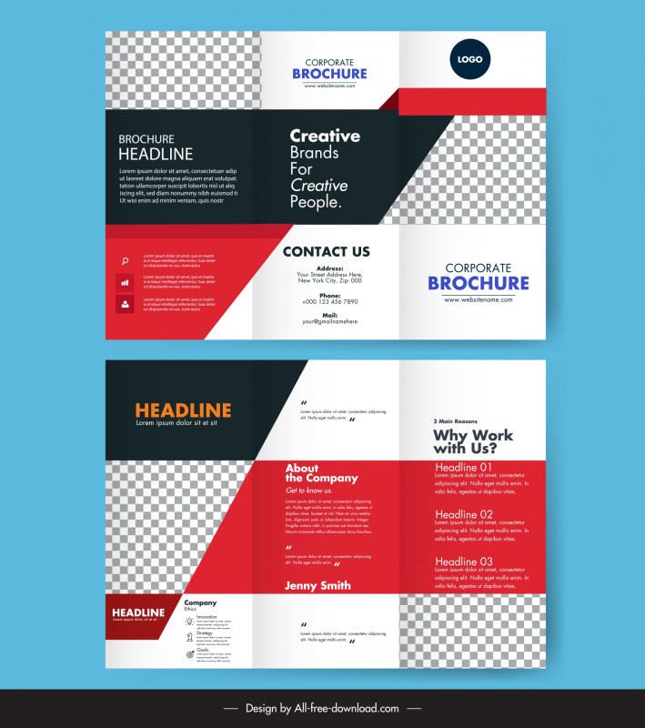 corporate brochure template elegant trifold checkered geometry