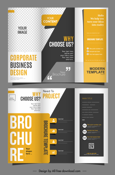 corporate brochure template modern contrast decor trifold shape
