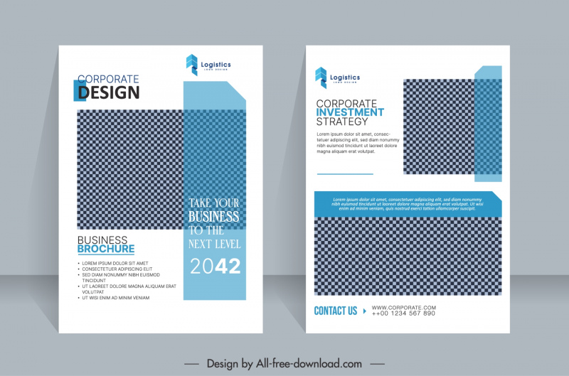 corporate brochure template modern elegant geometric checkered