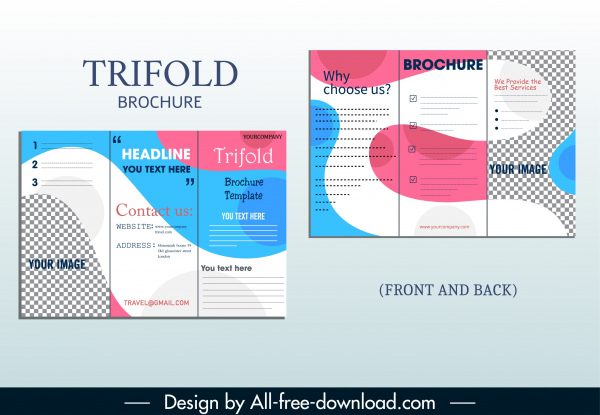 corporate brochure template trifold shape modern deformed decor
