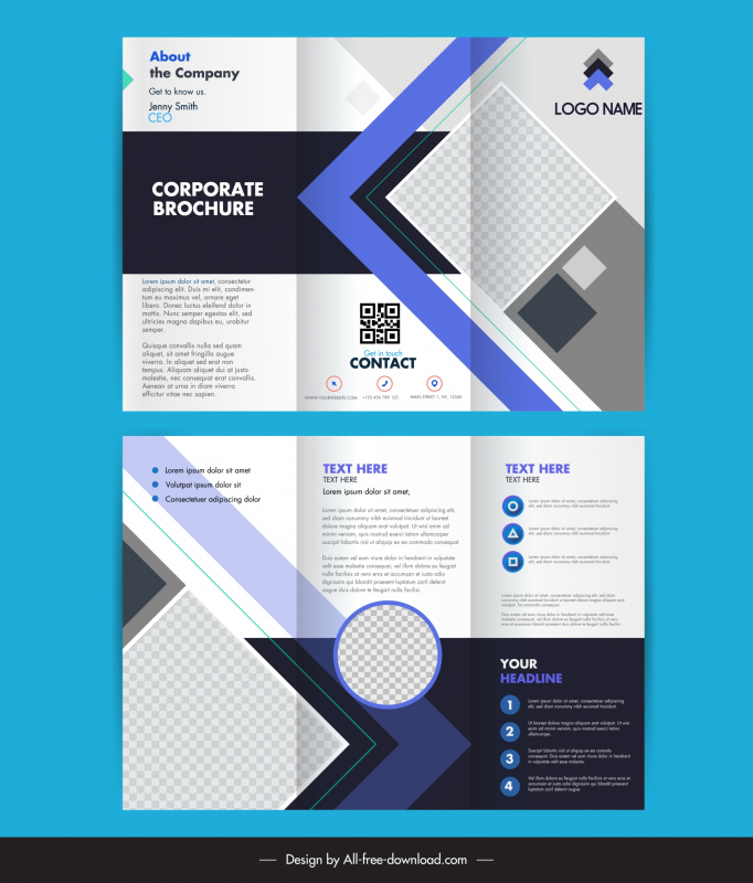 corporate brochure templates trifold geometric contrast