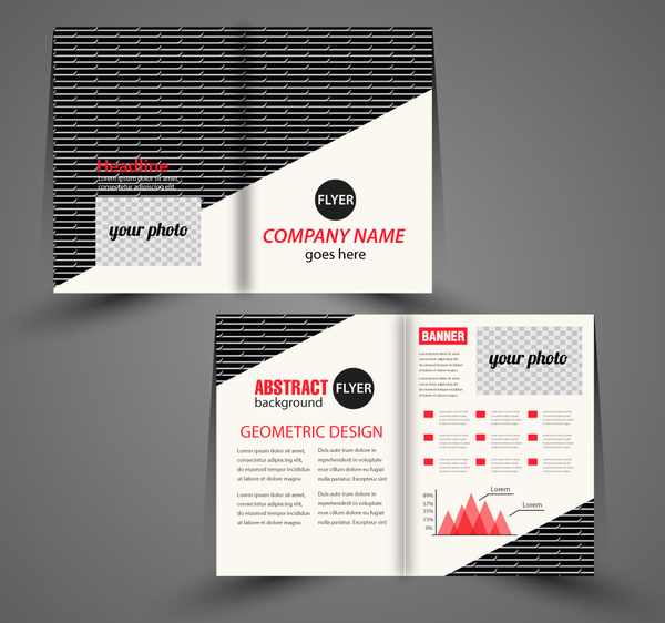 corporate flyer design with black and white background