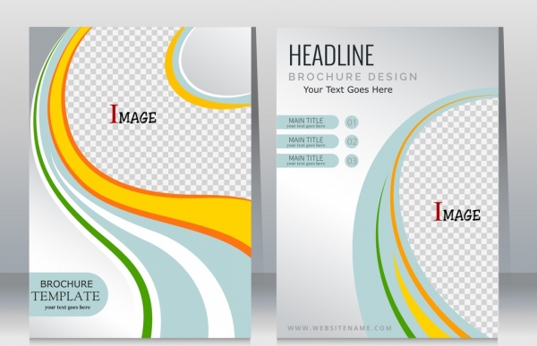 corporate flyer template checkered curves decoration
