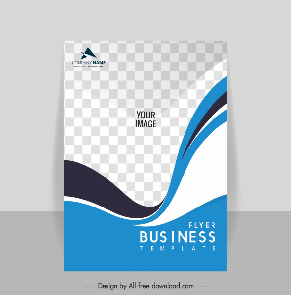 corporate flyer template elegant checkered curves decor