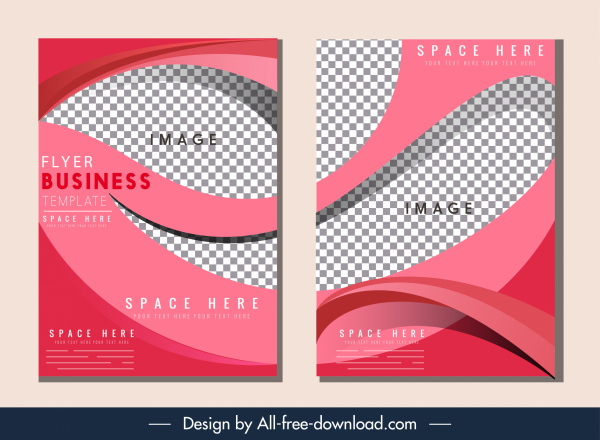 corporate flyer template elegant dynamic checkered curves decor