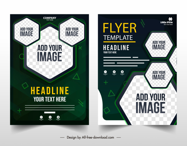 corporate flyer templates contrast modern checkered polygonal shapes