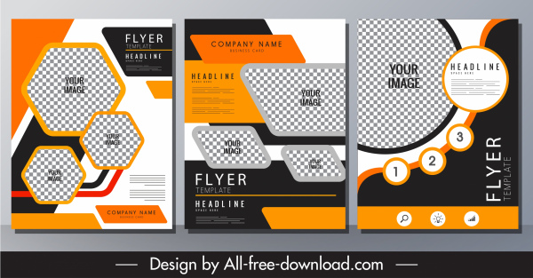 corporate flyer templates elegant contrast checkered geometry shapes