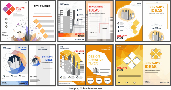 corporate flyers templates colored modern bright design