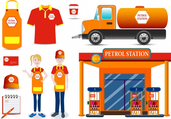 corporate identity sets petro station design orange ornament