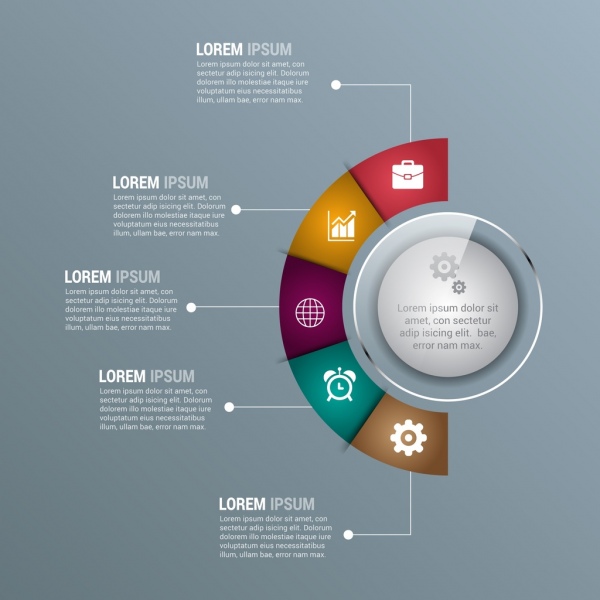 corporate infographics template modern shiny semicircular design 