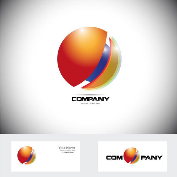 corporate logo design with 3d shiny circle illustration