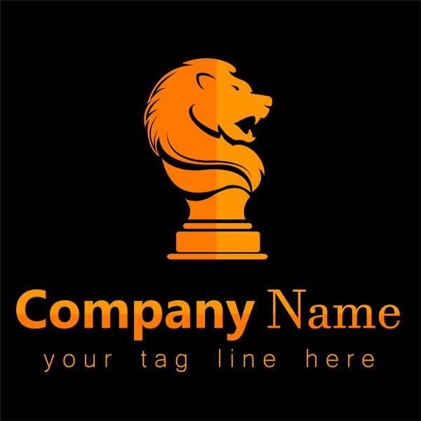 corporate logo design with lion emblem on dark