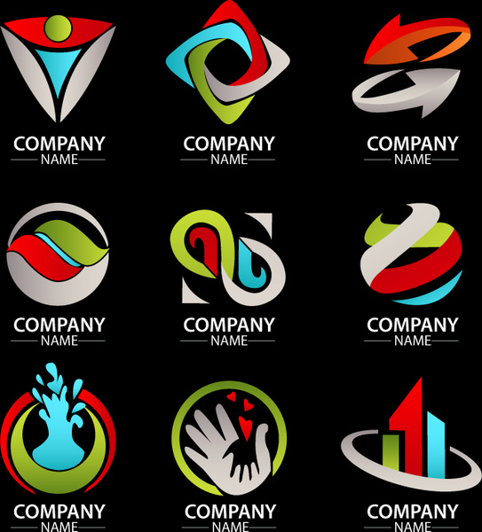 corporate logo sets with various colored shapes illustration