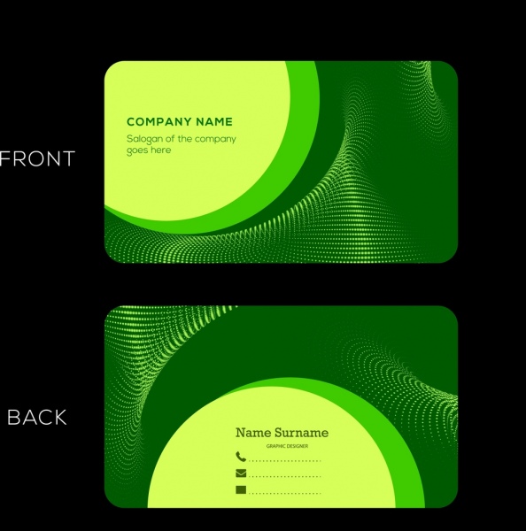 corporate name card green curves decoration technological style