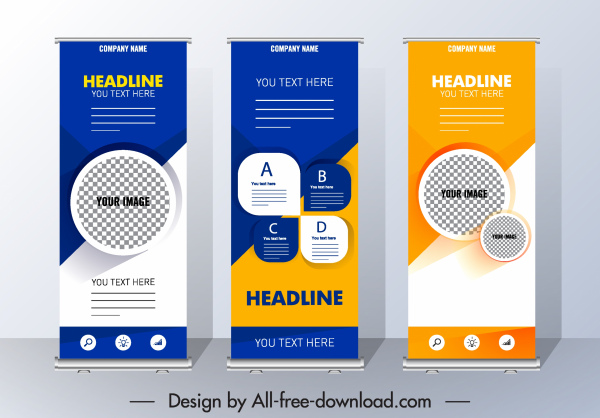 corporate poster templates roll up shaped colorful modern